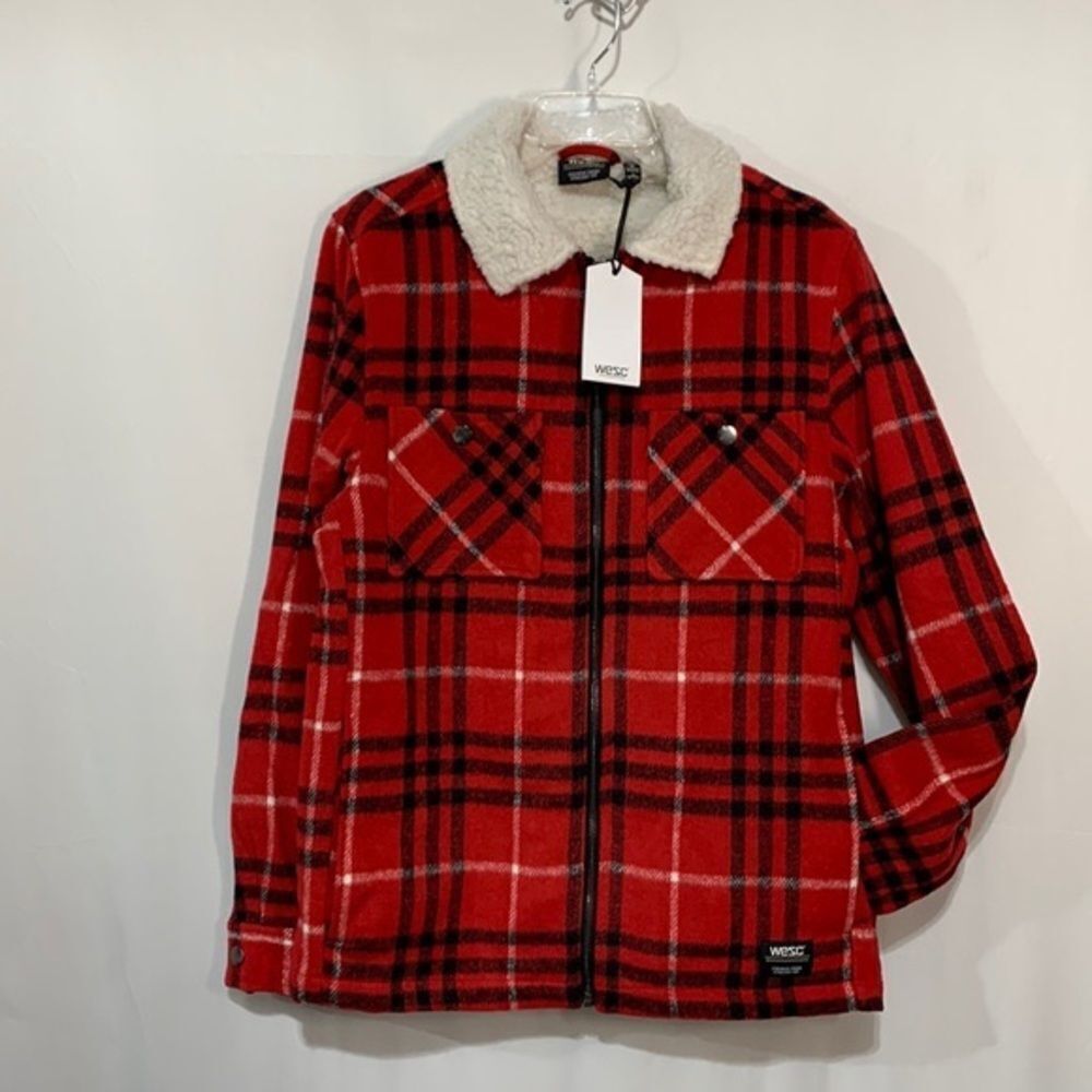 WESC Liam shirt jacket shacket red/white/black plaid Streetwear UNISEX WL or MM